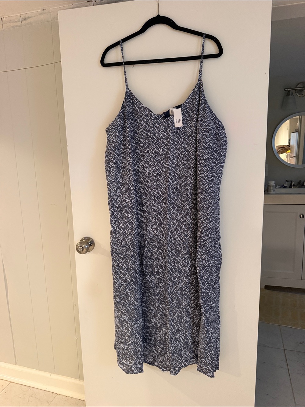 XXL TALL GAP Navy Blue and White Spotted Midi Slip Dress